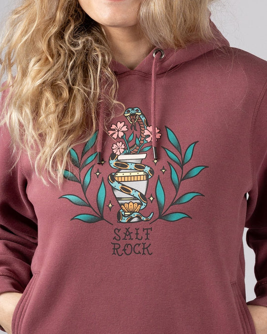 Yesterdays Youth - Womens Pop Hoodie - Dark Pink