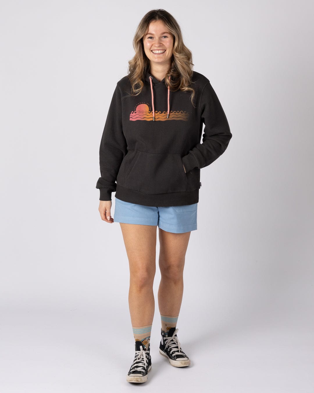Golden Hour  Womens Pop Hoodie in Dark Grey