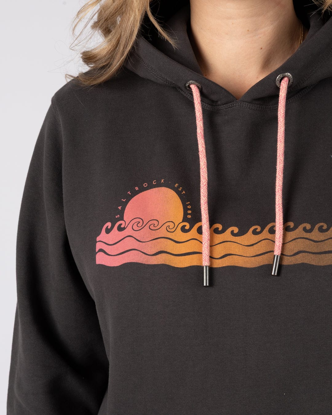 Golden Hour  Womens Pop Hoodie in Dark Grey
