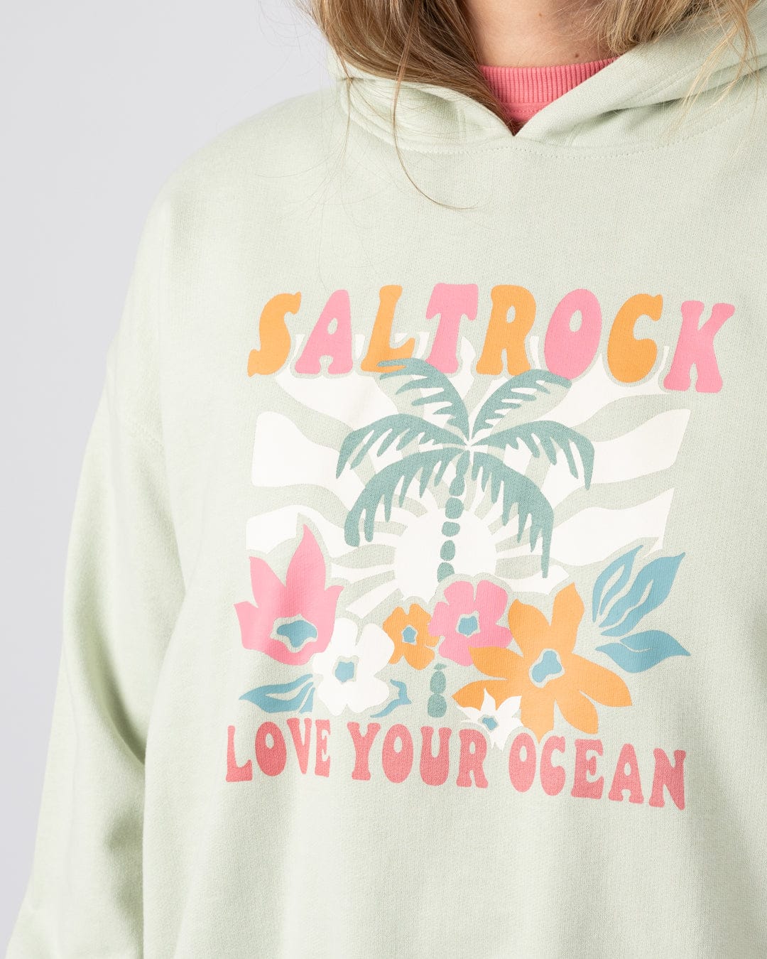 Sun Daze  Womens Pop Hoodie in Light Green