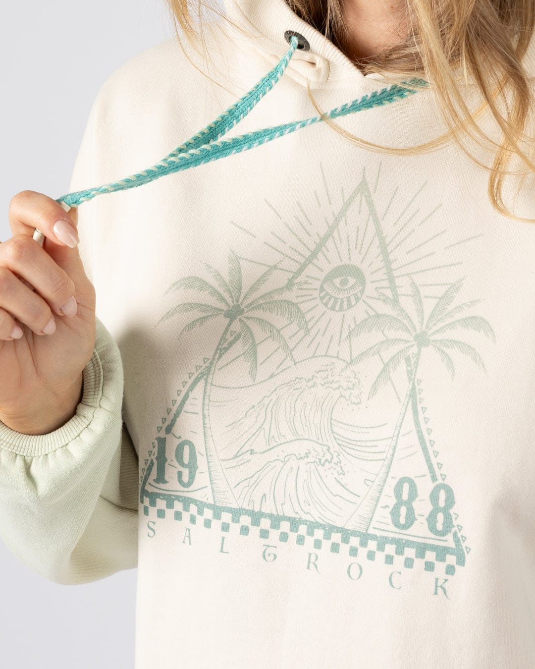 Free Wave  Womens Oversized Pop Hoodie in Cream