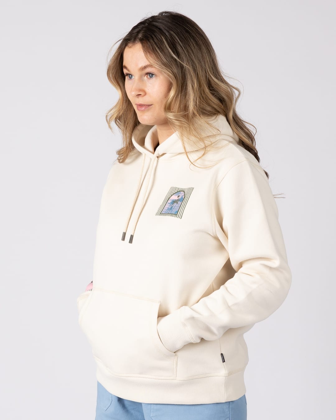 Offshore Womens Pop Hoodie in Cream