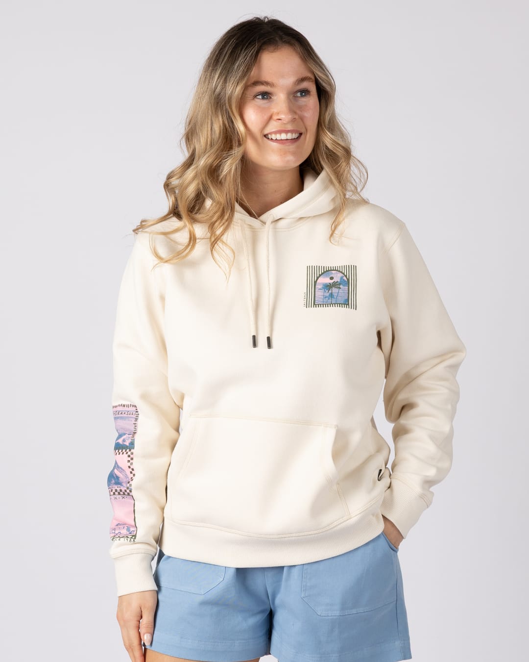 Offshore Womens Pop Hoodie in Cream