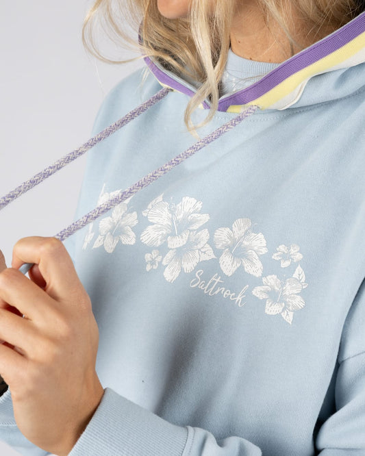 Leia Womens Oversized Pop Hoodie in Light Blue