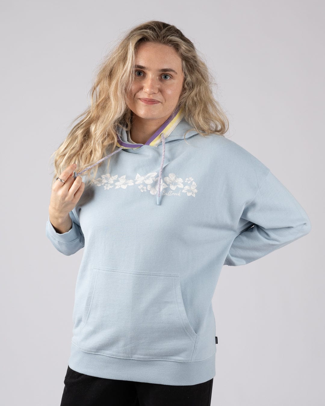 Leia Womens Oversized Pop Hoodie in Light Blue