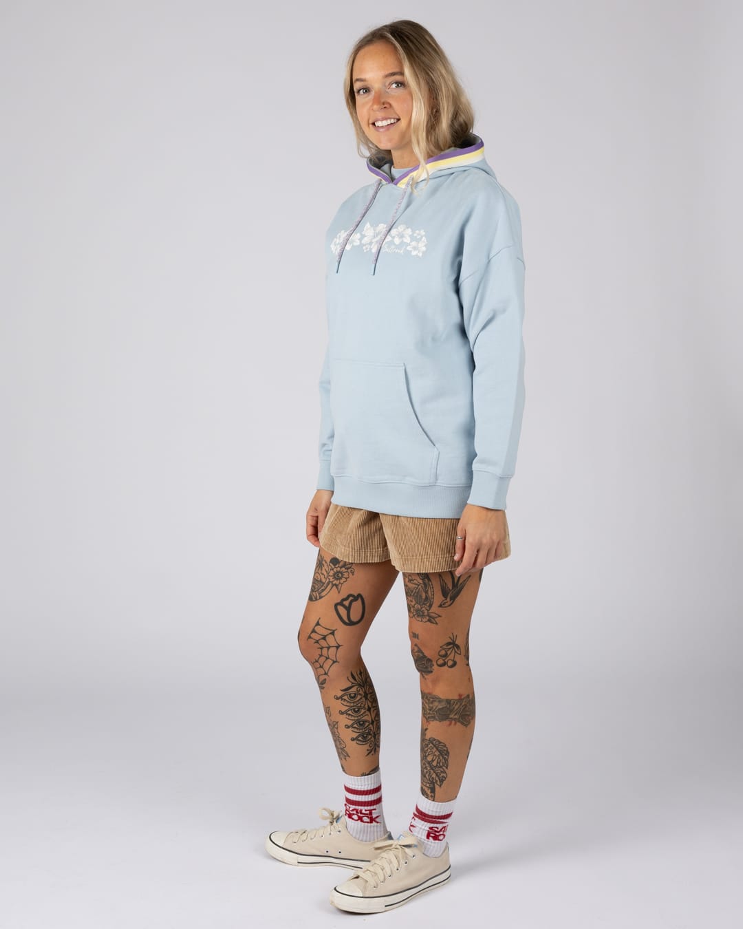 Leia Womens Oversized Pop Hoodie in Light Blue
