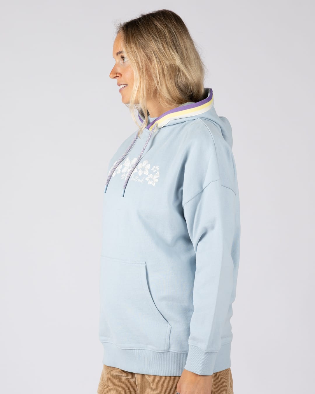 Leia Womens Oversized Pop Hoodie in Light Blue