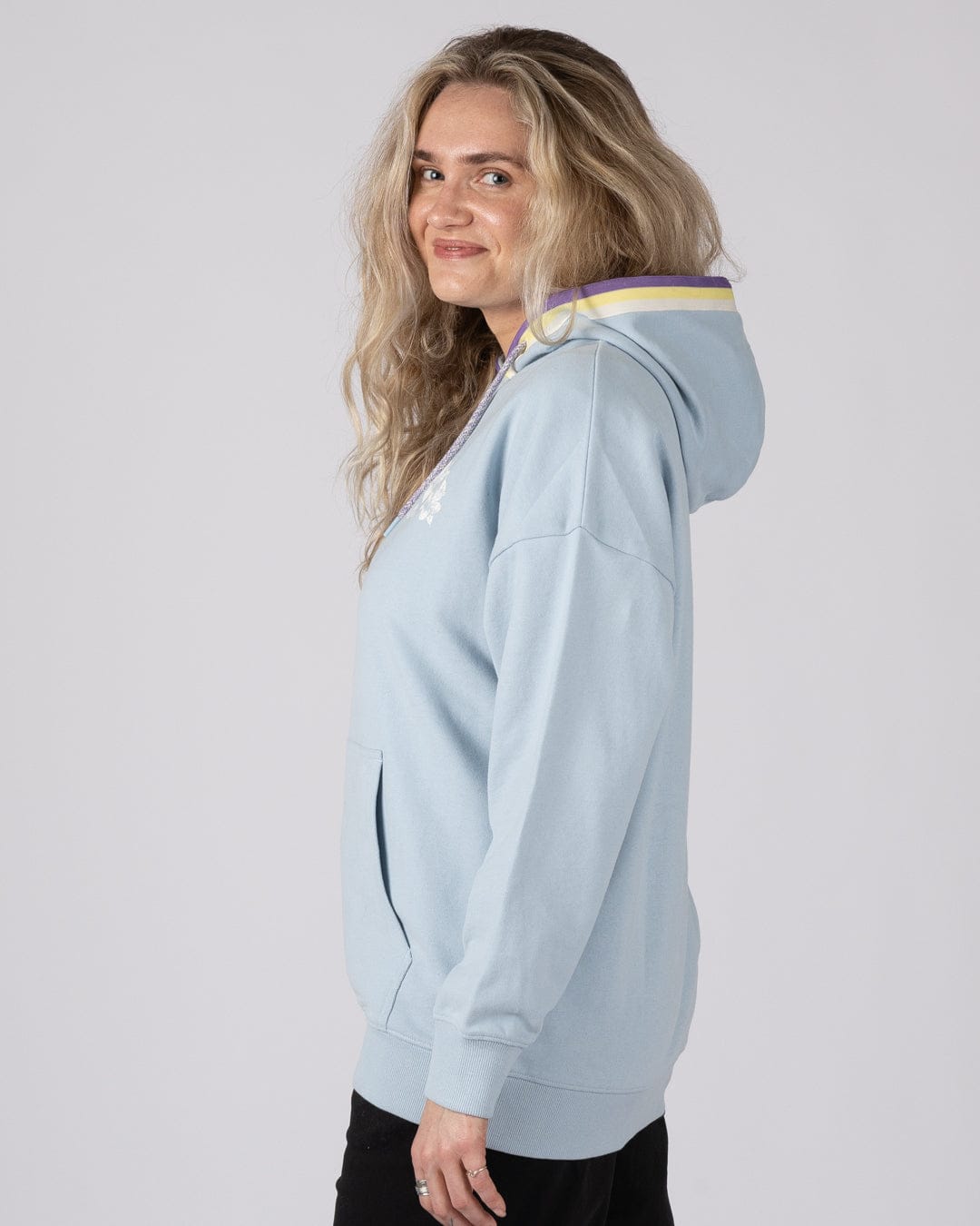 Leia Womens Oversized Pop Hoodie in Light Blue