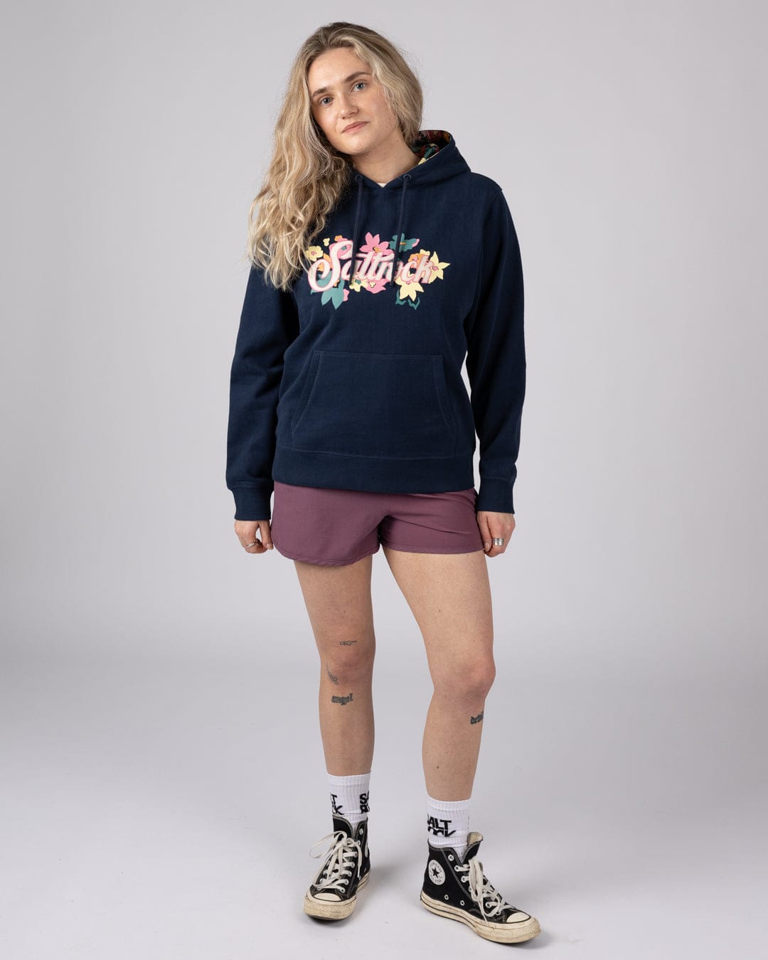 Trader Daze   Womens Pop Hoodie in Blue