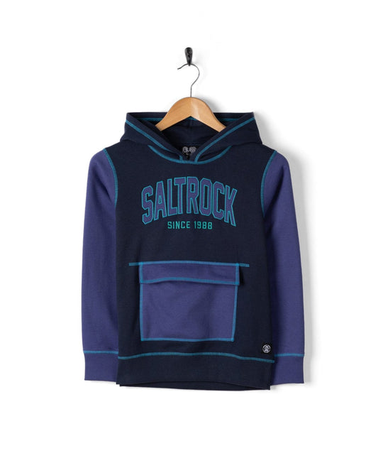 Arched Logo Zig Zag - Kids Zip Hoodie - Blue