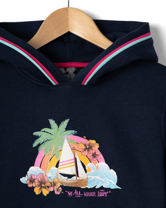 Floral Lost Ship - Kids Pop Hoodie