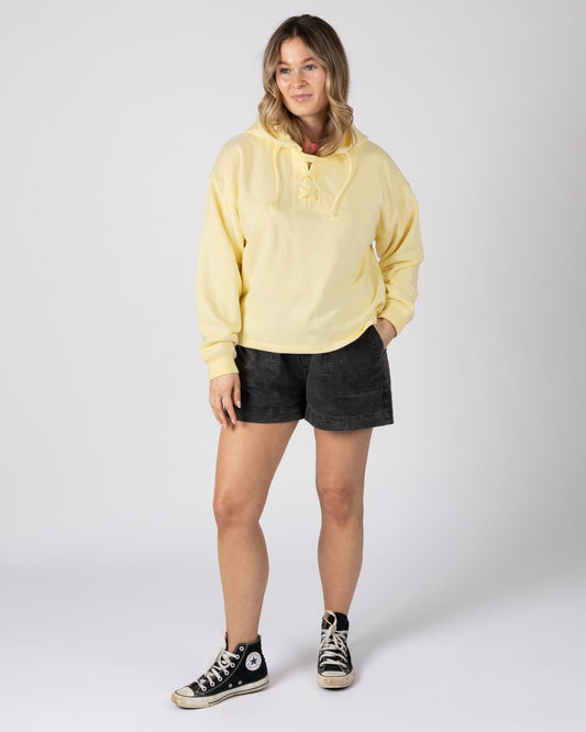 Delilah Womens Pop Hoodie in Light Yellow