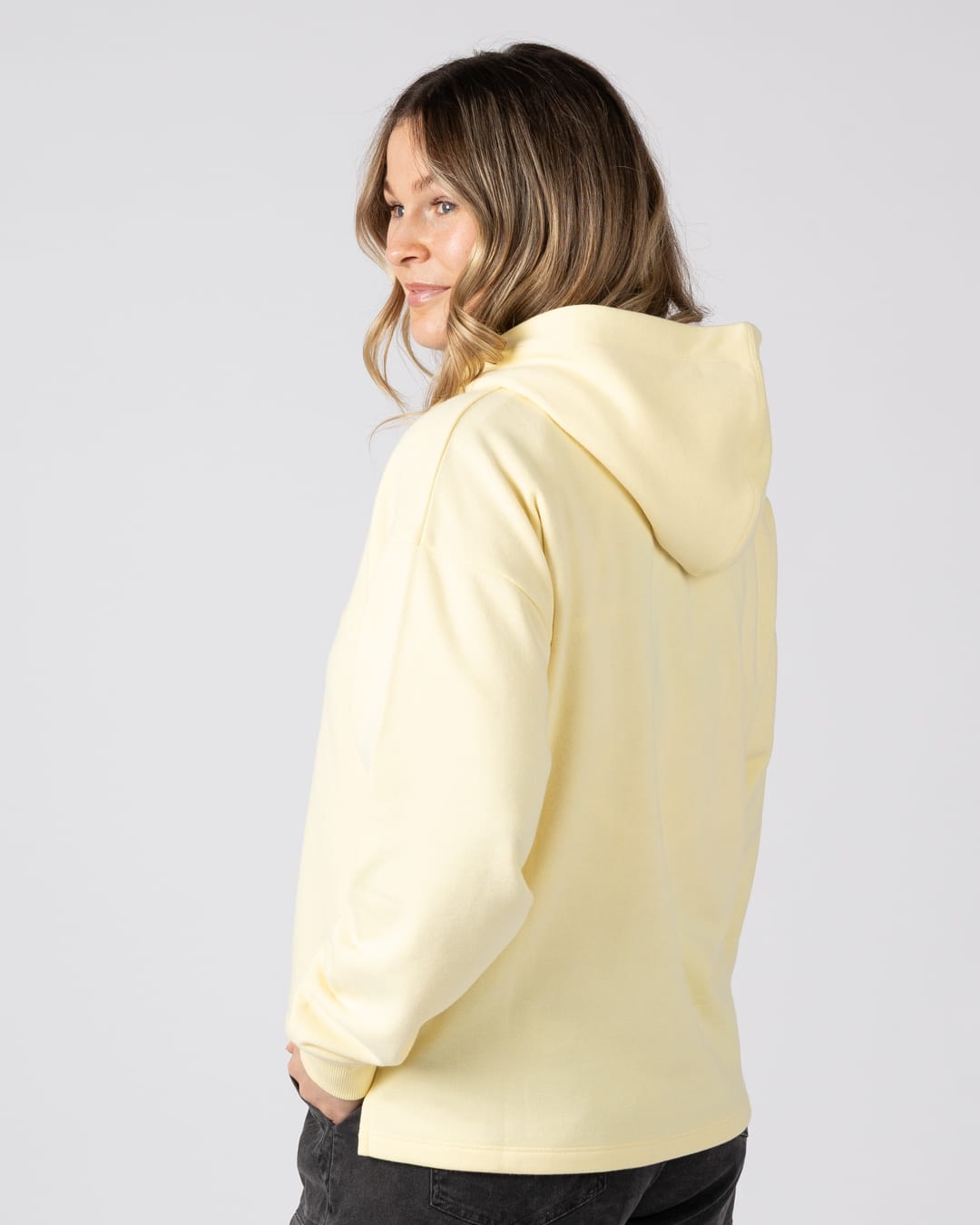 Delilah Womens Pop Hoodie in Light Yellow