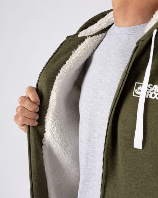 Saltrock Original - Mens Fur Lined Hoodie - Green