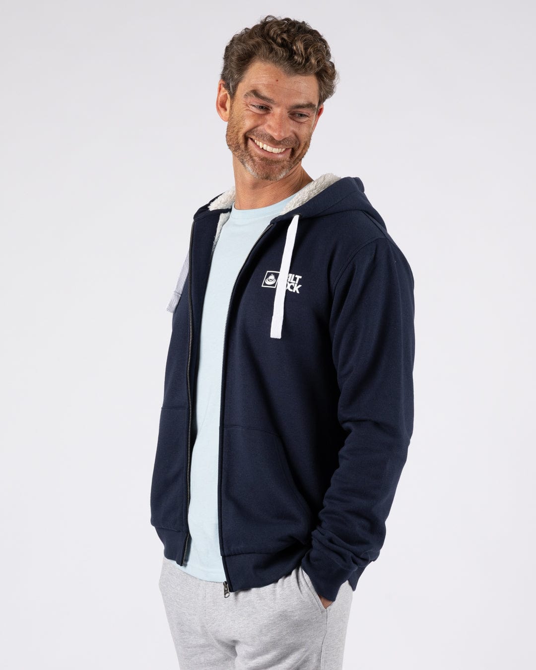 Saltrock Original - Mens Fur Lined Hoodie - Dark Blue