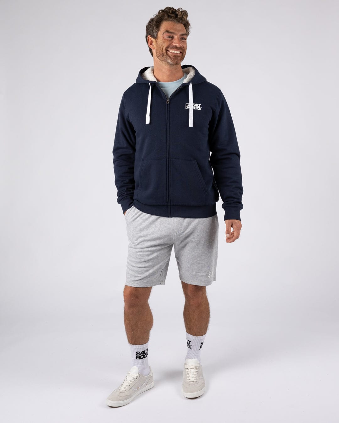 Saltrock Original - Mens Fur Lined Hoodie - Dark Blue