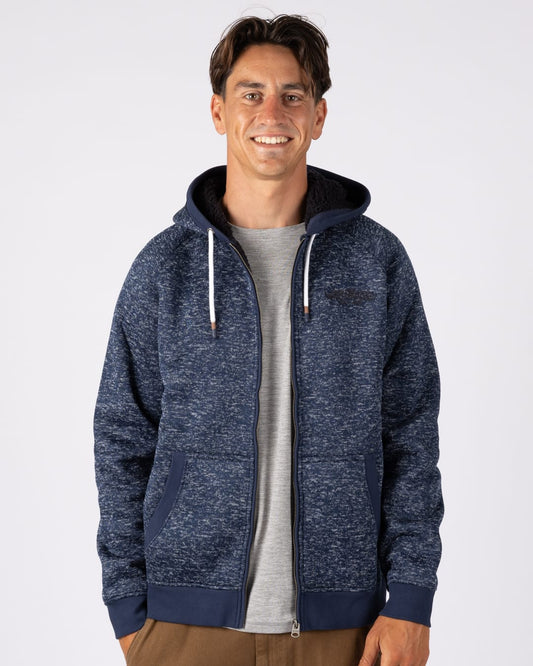 Carrow Mens Borg Lined Hoodie In Dress Blue