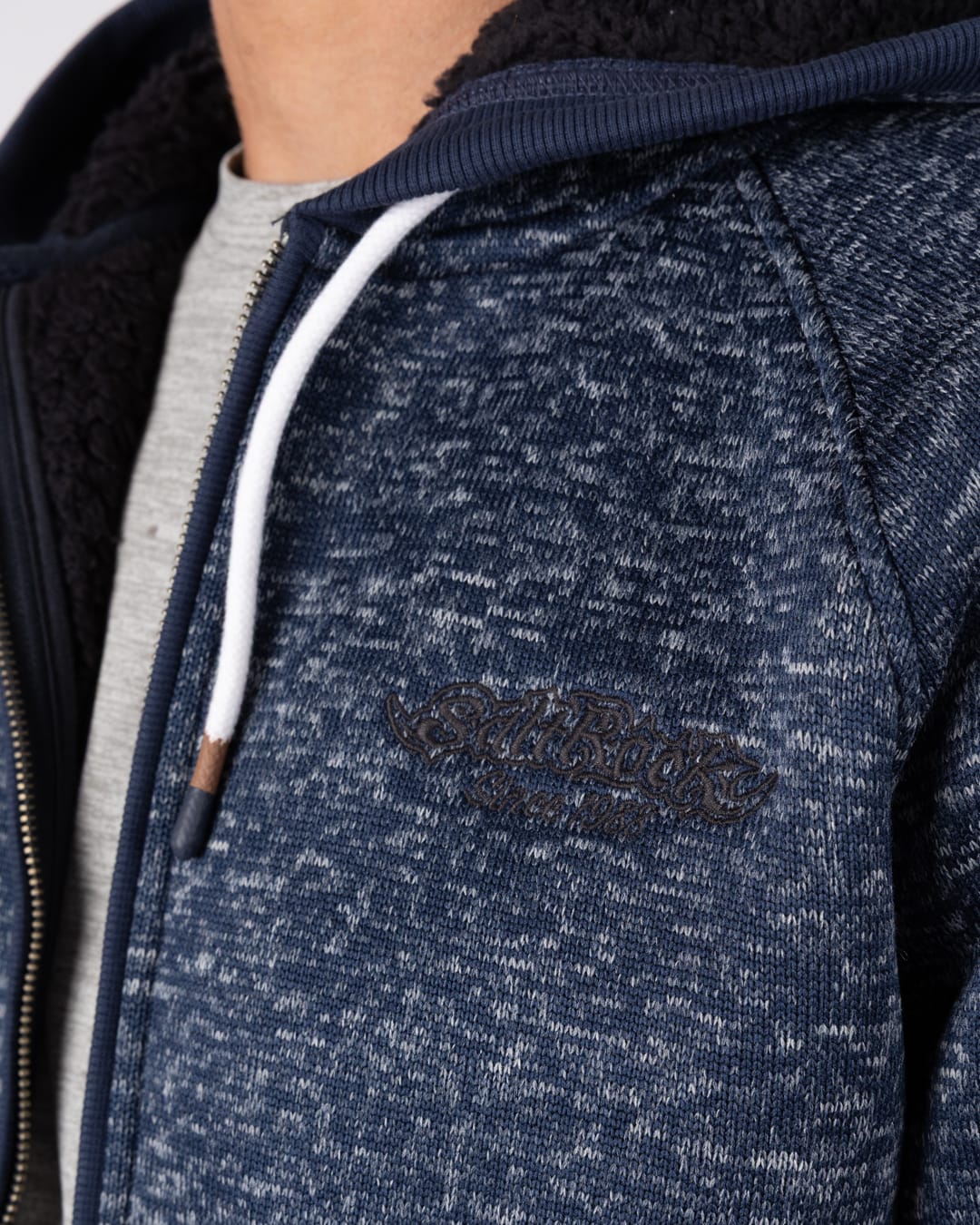 Carrow Mens Borg Lined Hoodie In Dress Blue