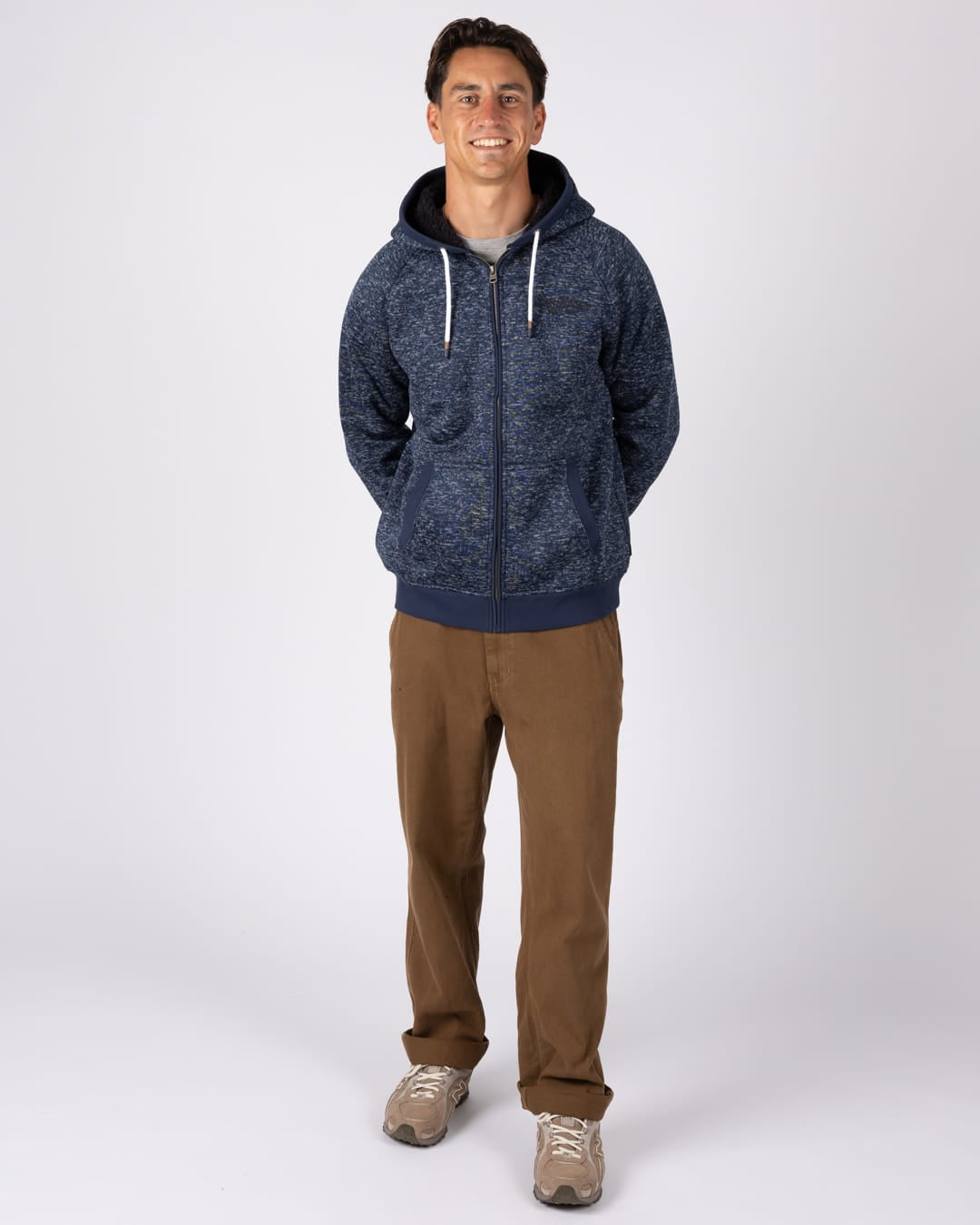 Carrow Mens Borg Lined Hoodie In Dress Blue