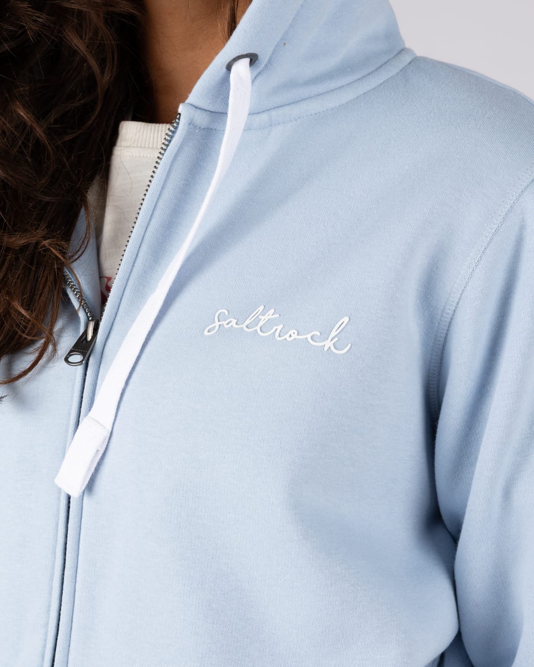 Essential Womens Borg Lined Hoodie In Light Blue