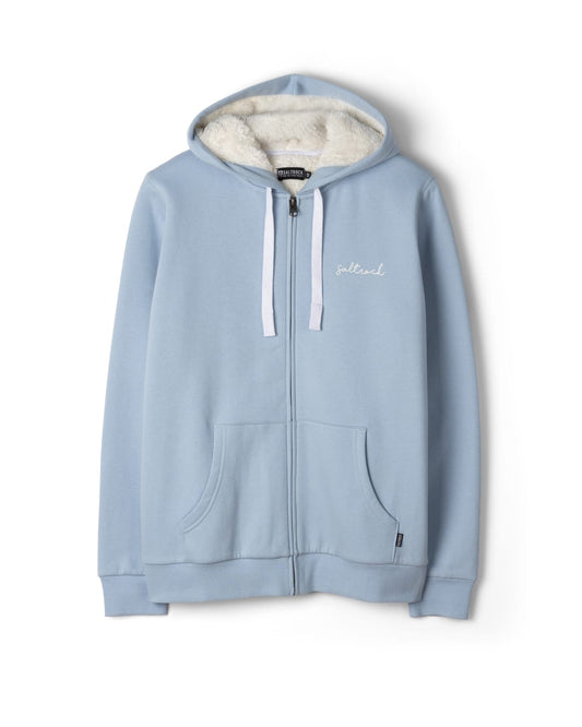 Essential Womens Borg Lined Hoodie In Light Blue