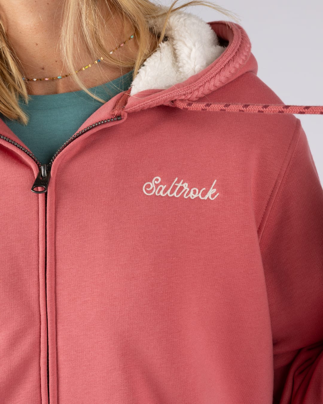 Tamsin Womens Borg Lined Hoodie in Pink