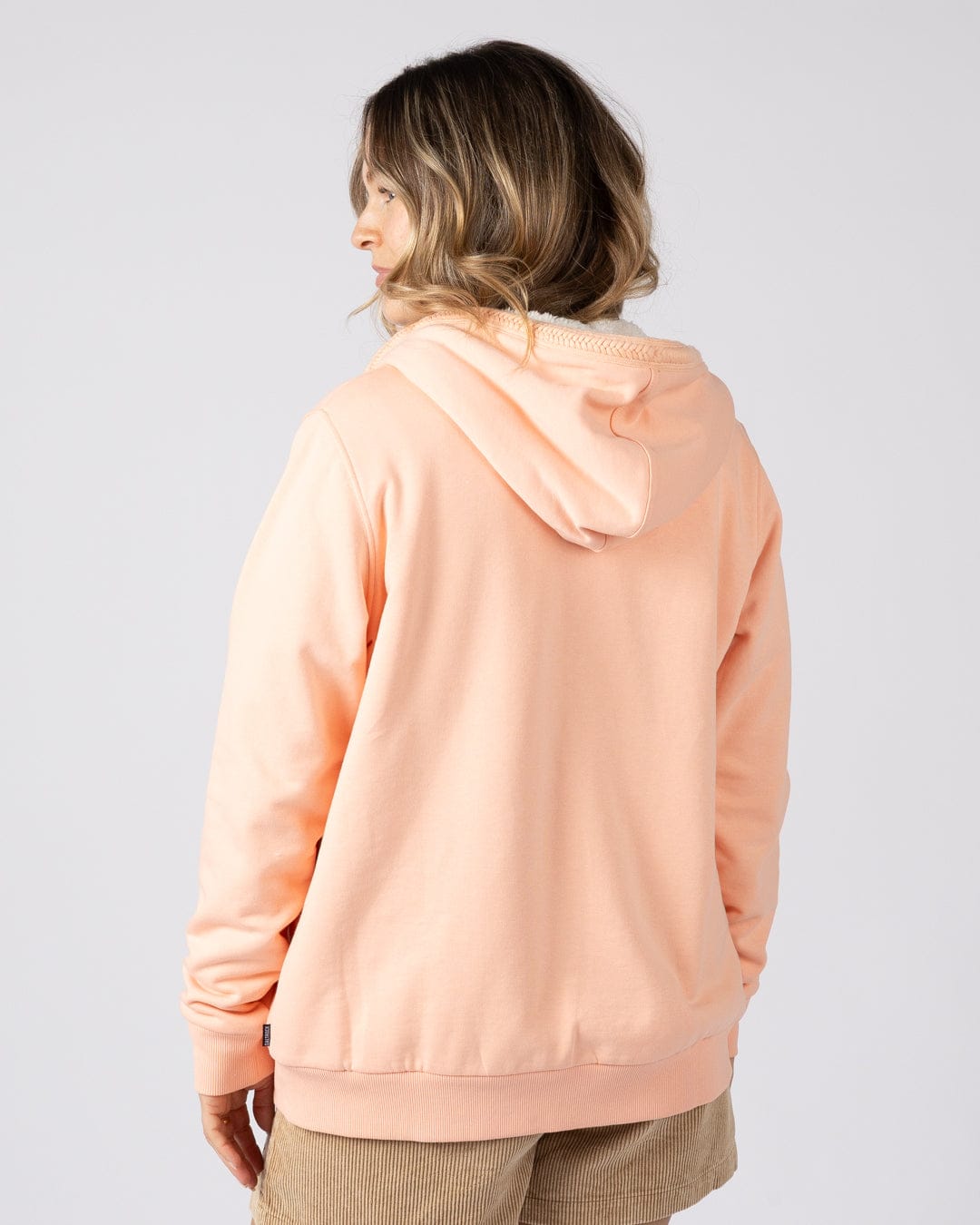 Tamsin Womens Borg Lined Hoodie in Light Pink