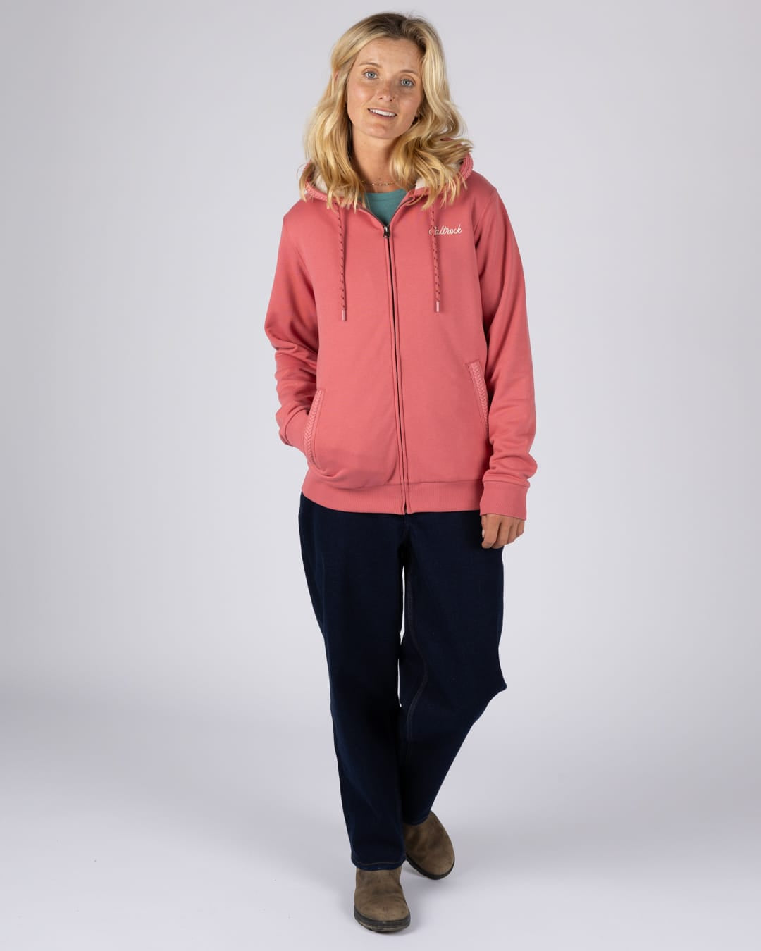Tamsin Womens Borg Lined Hoodie in Pink