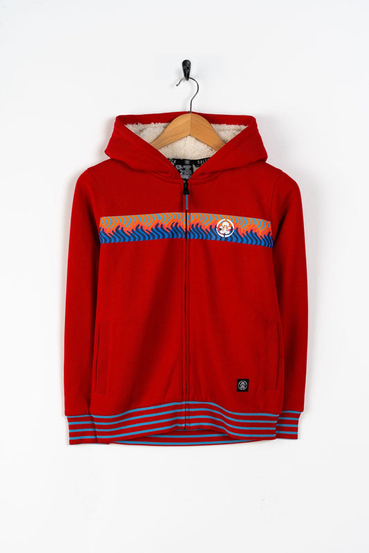 Wave Stripe - Borg Lined Hood - Red