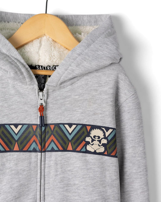 Treehouse Stripe - Kids Borg Lined Hood - Grey