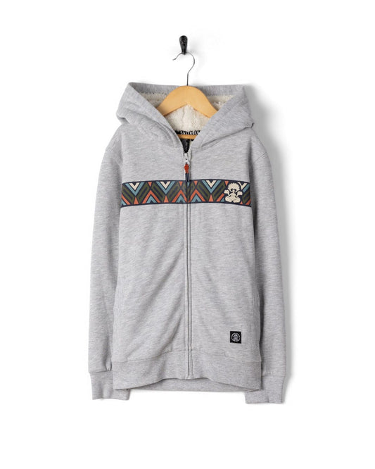 Treehouse Stripe - Kids Borg Lined Hood - Grey