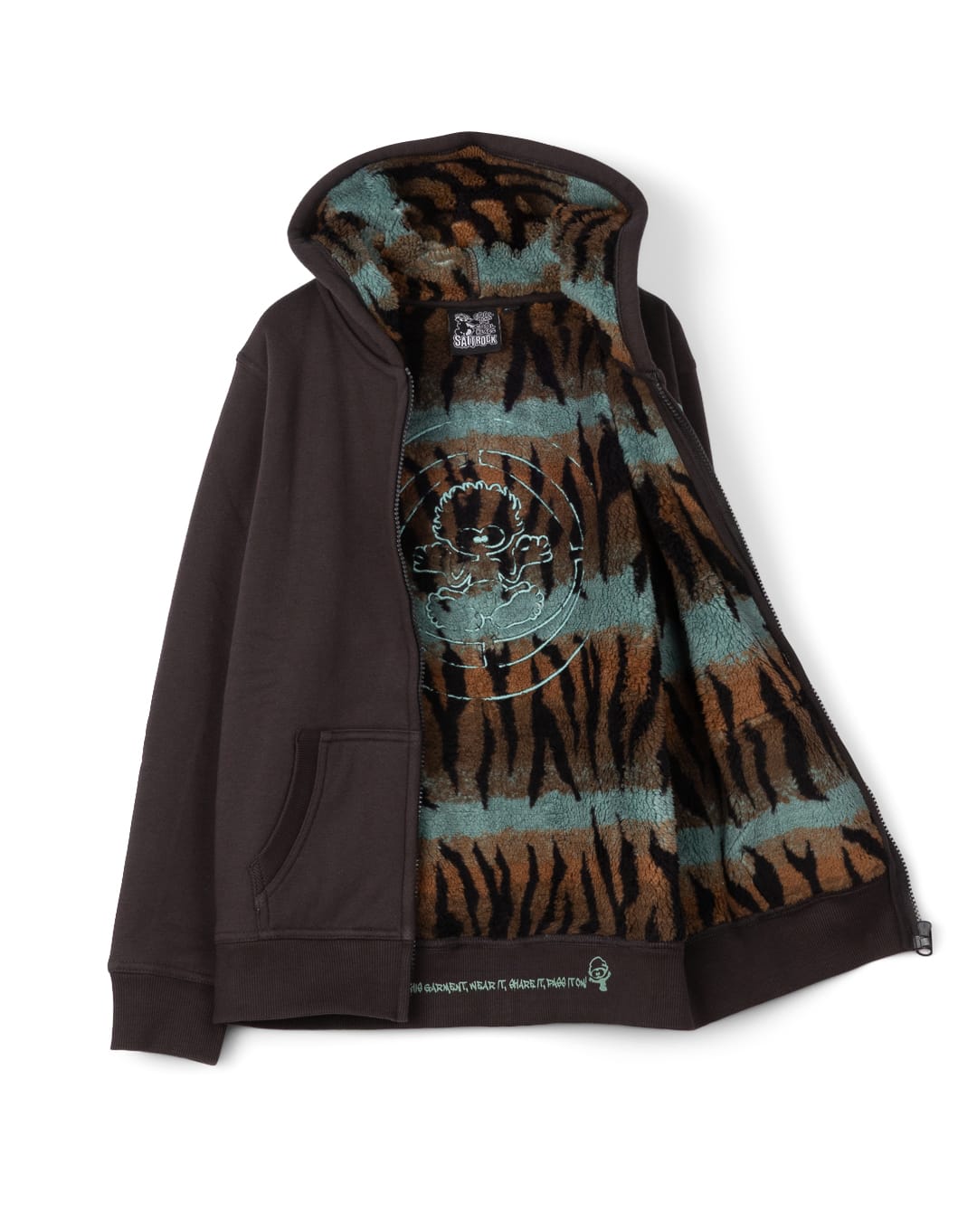Tiger Target Kids Borg Lined Hoodie in Dark Grey