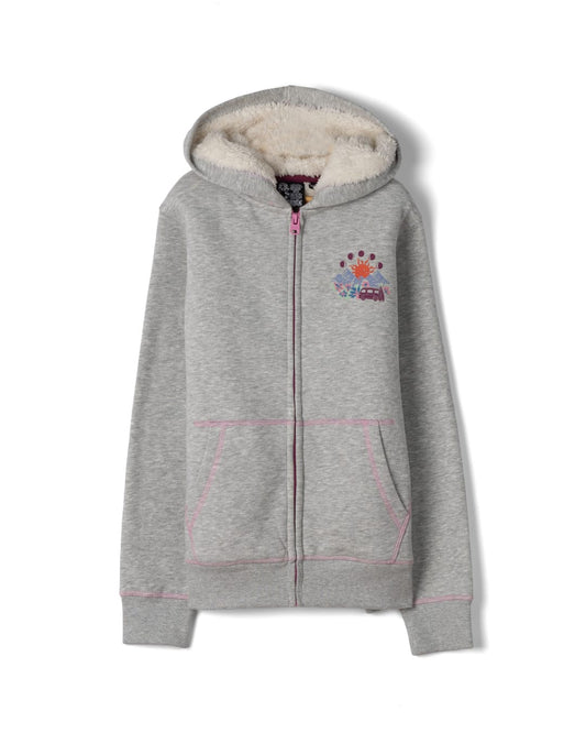 Rise And Shine Kids Borg Lined Zip Hoodie in Grey