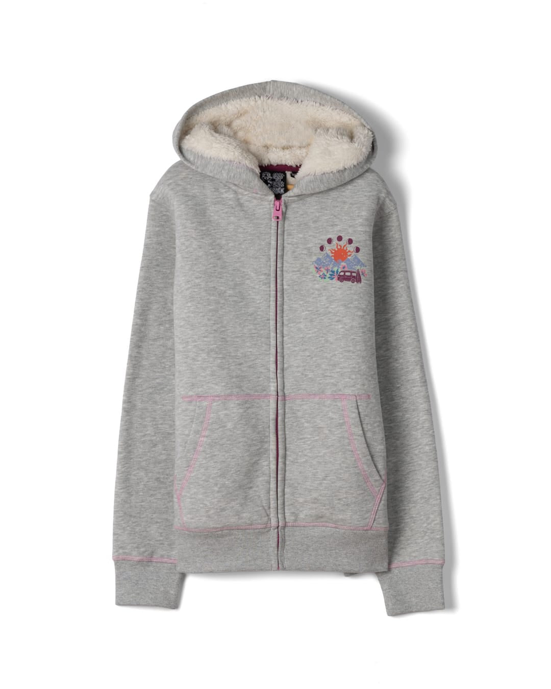 Rise And Shine Kids Borg Lined Zip Hoodie in Grey