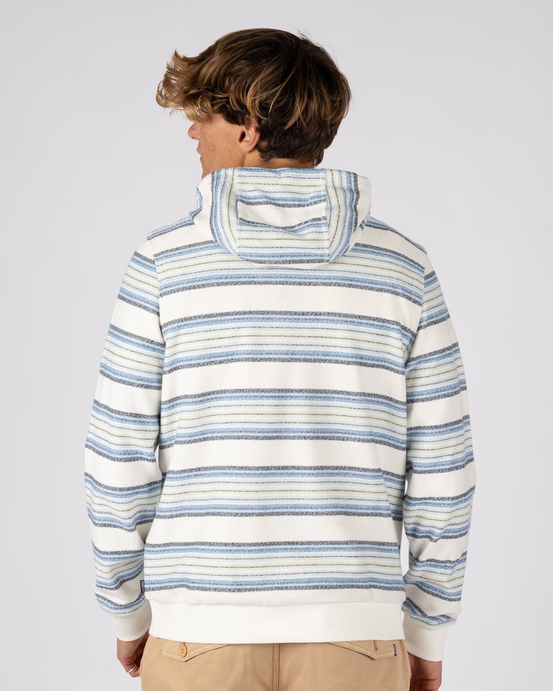 Trewan Flame Mens Pop Hoodie in Blue/White Stripe