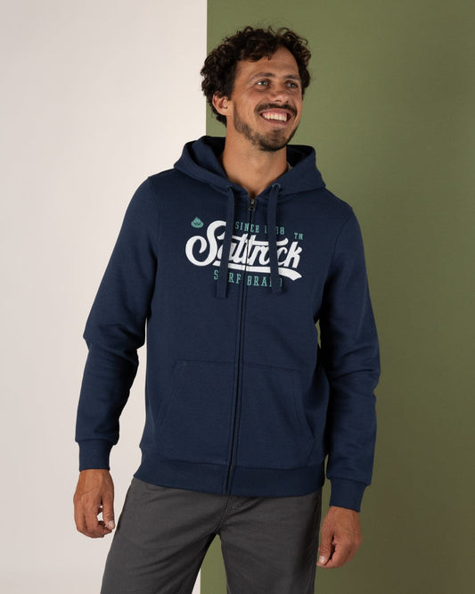 Pitcher Applique - Mens Zip Hoodie - Blue