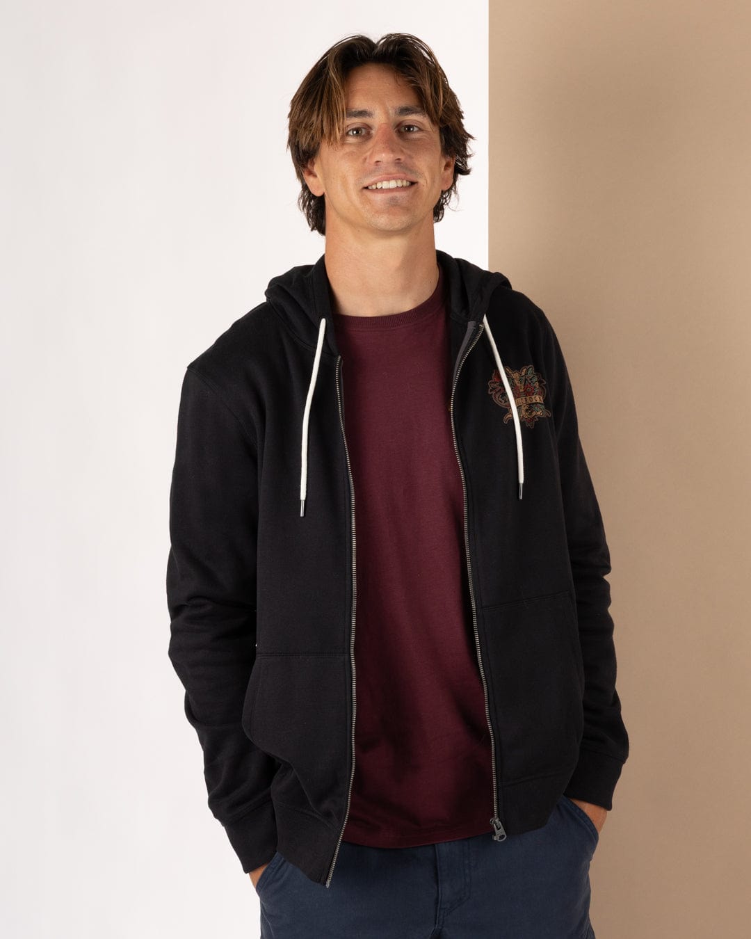 Stag Tattoo - Mens Zip Hood - Black