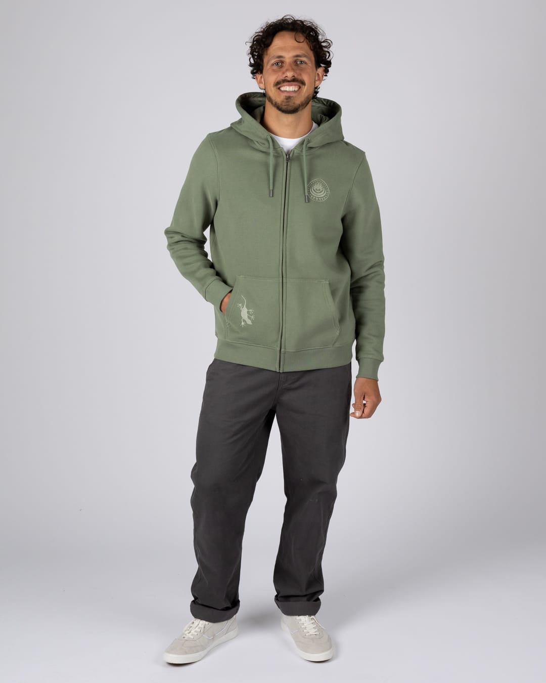 Origin Gecko Zip Through Hoodie in Green