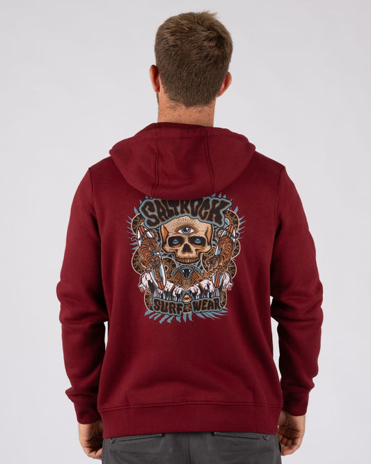 Wild Surf Mens Zip Hoodie in Red
