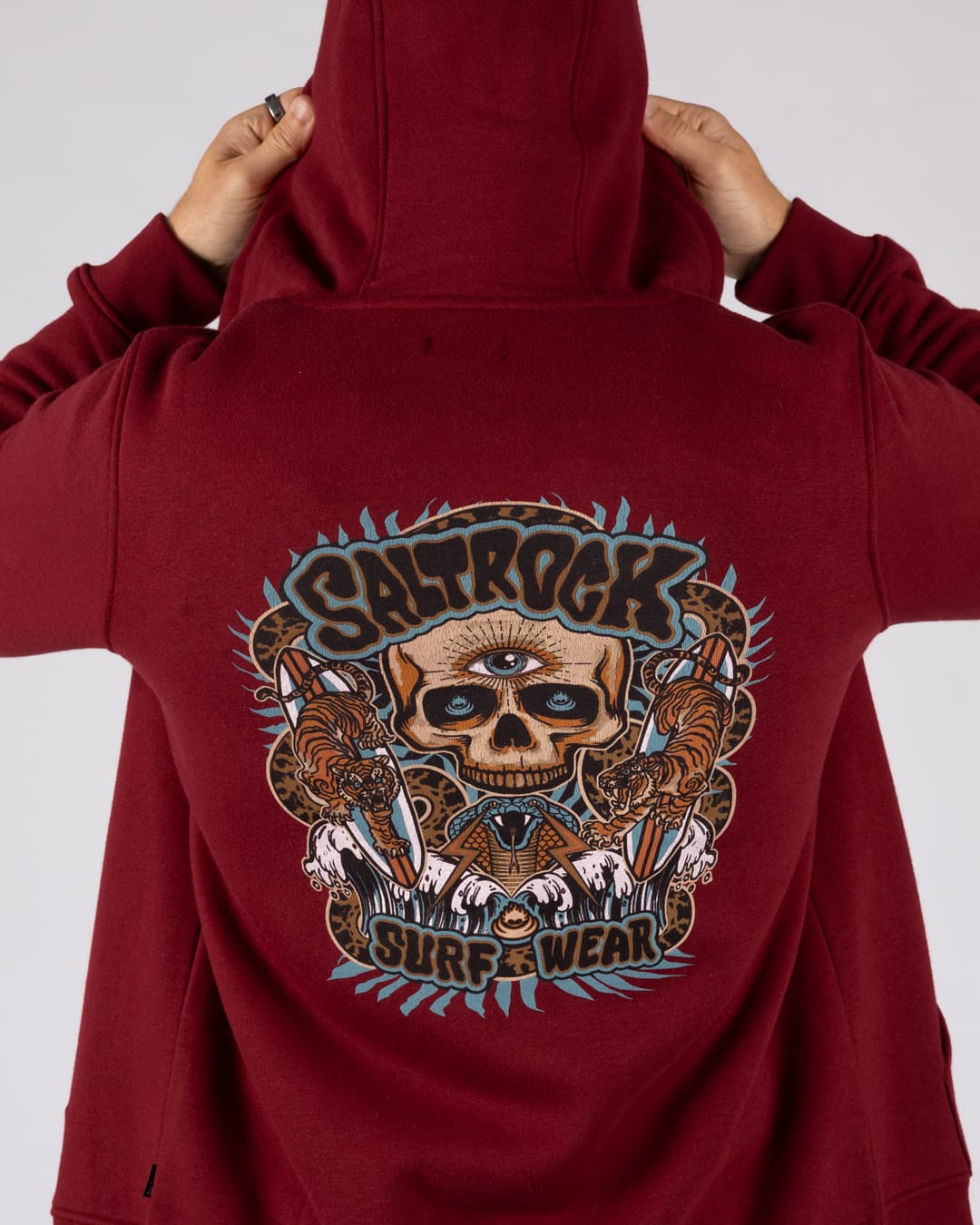 Wild Surf Mens Zip Hoodie in Red