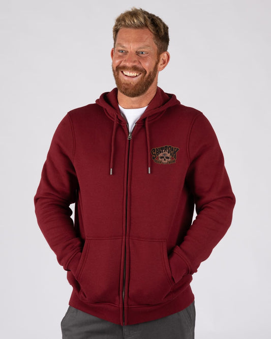 Wild Surf Mens Zip Hoodie in Red