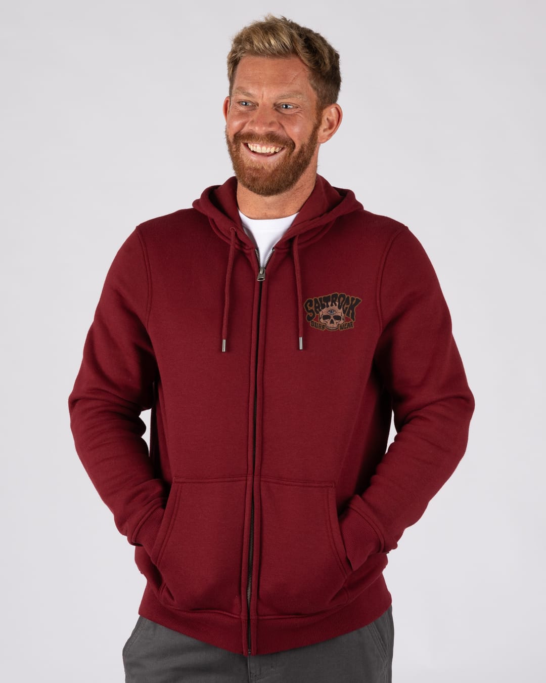 Wild Surf Mens Zip Hoodie in Red