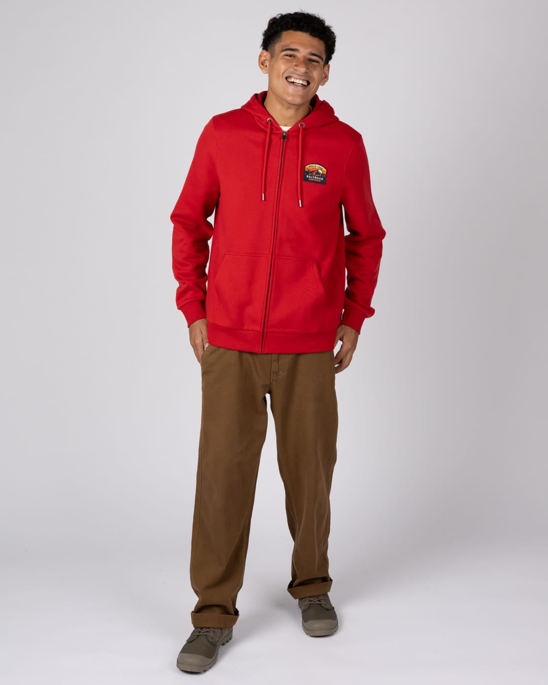 Mountain Badge Mens Classic Zip Hoodie In Dark Red
