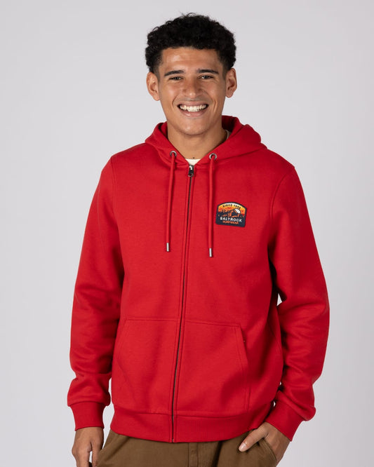 Mountain Badge Mens Classic Zip Hoodie In Dark Red