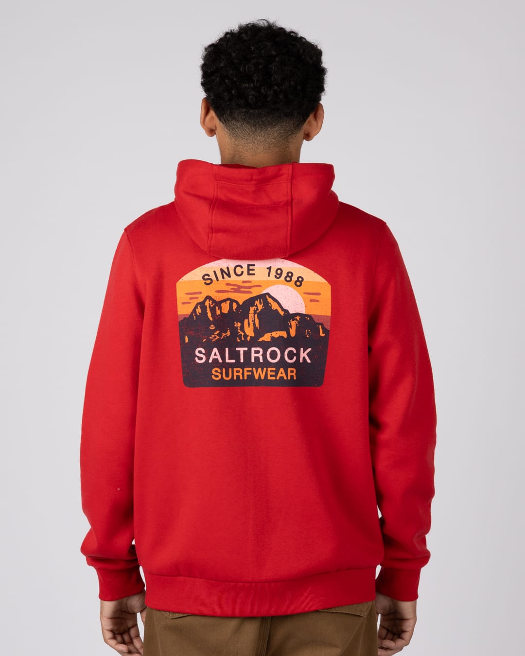 Mountain Badge Mens Classic Zip Hoodie In Dark Red