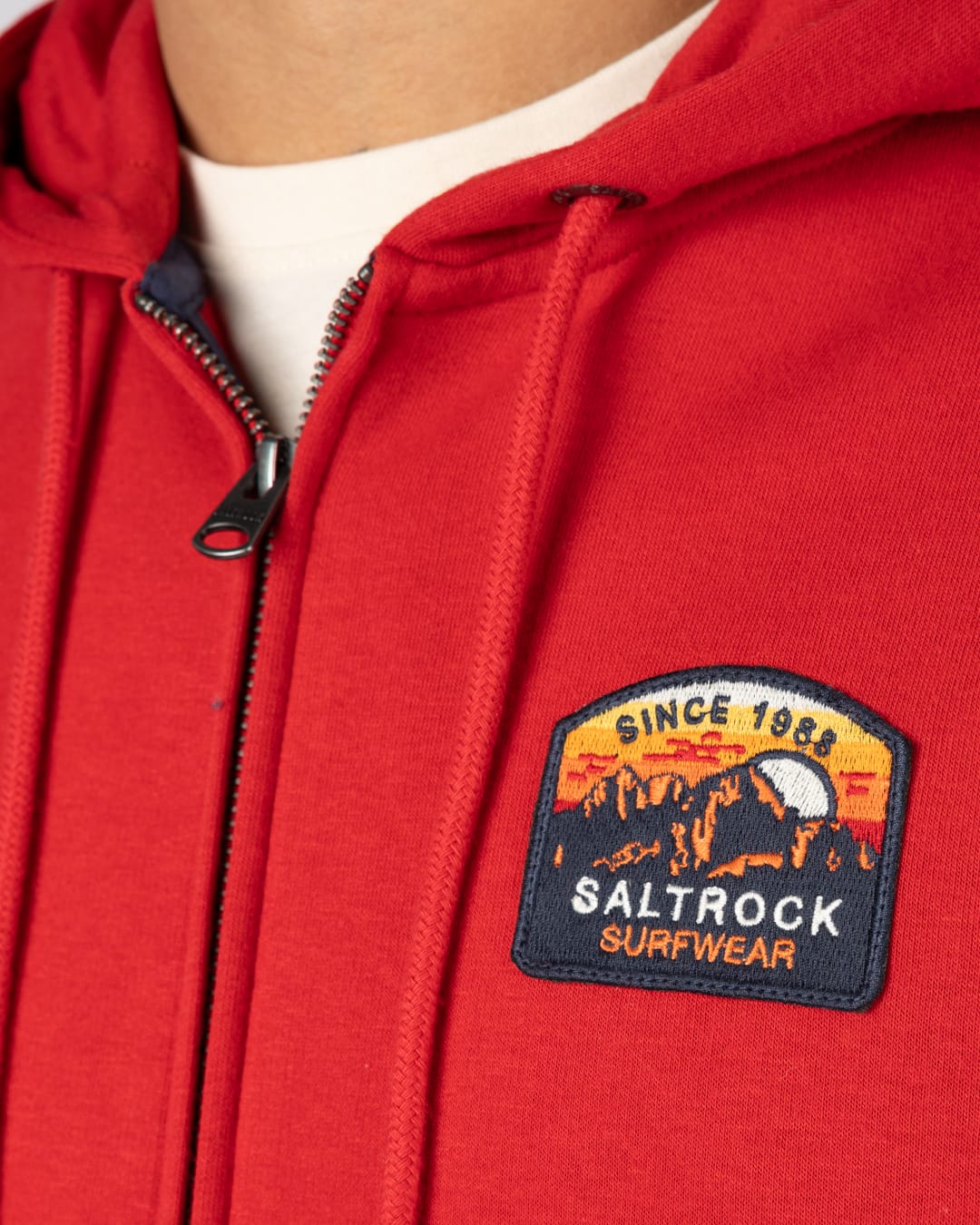 Mountain Badge Mens Classic Zip Hoodie In Dark Red