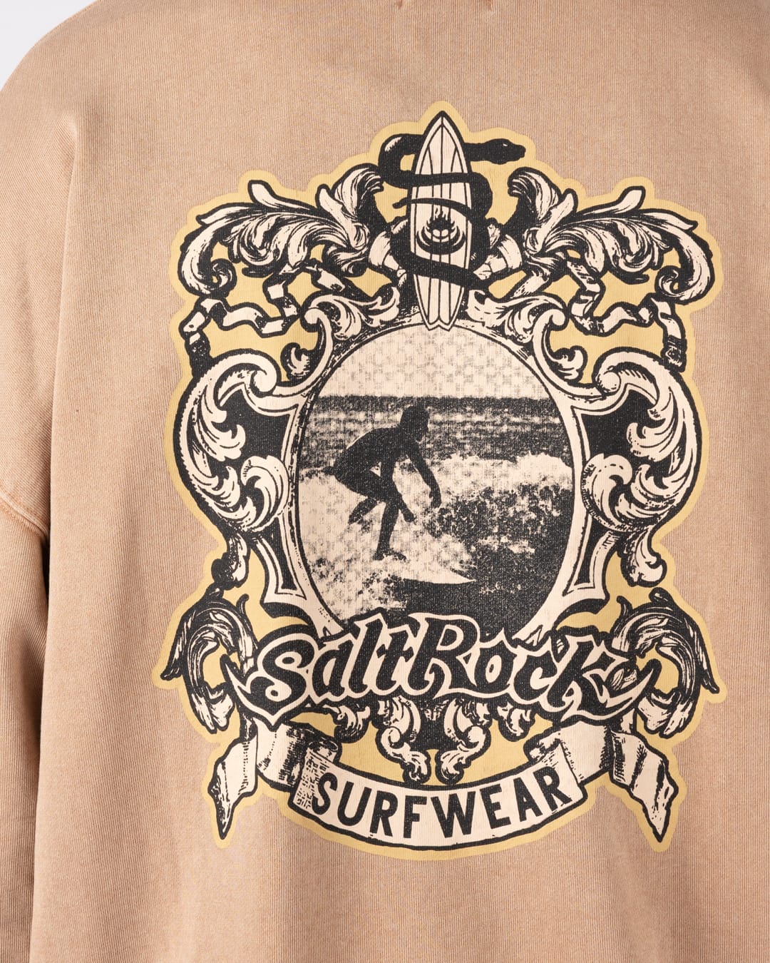 Heraldic Surf Mens Oversized Zip Hoodie In Brown