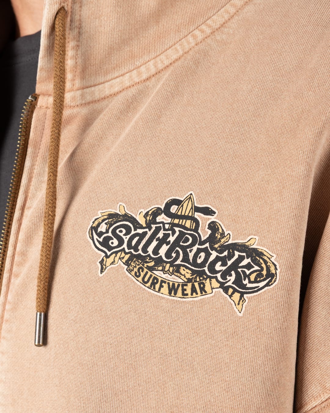 Heraldic Surf Mens Oversized Zip Hoodie In Brown