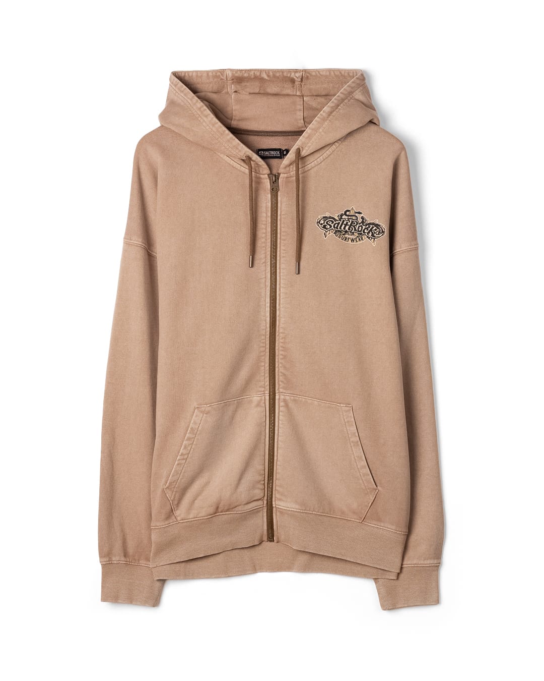 Heraldic Surf Mens Oversized Zip Hoodie In Brown