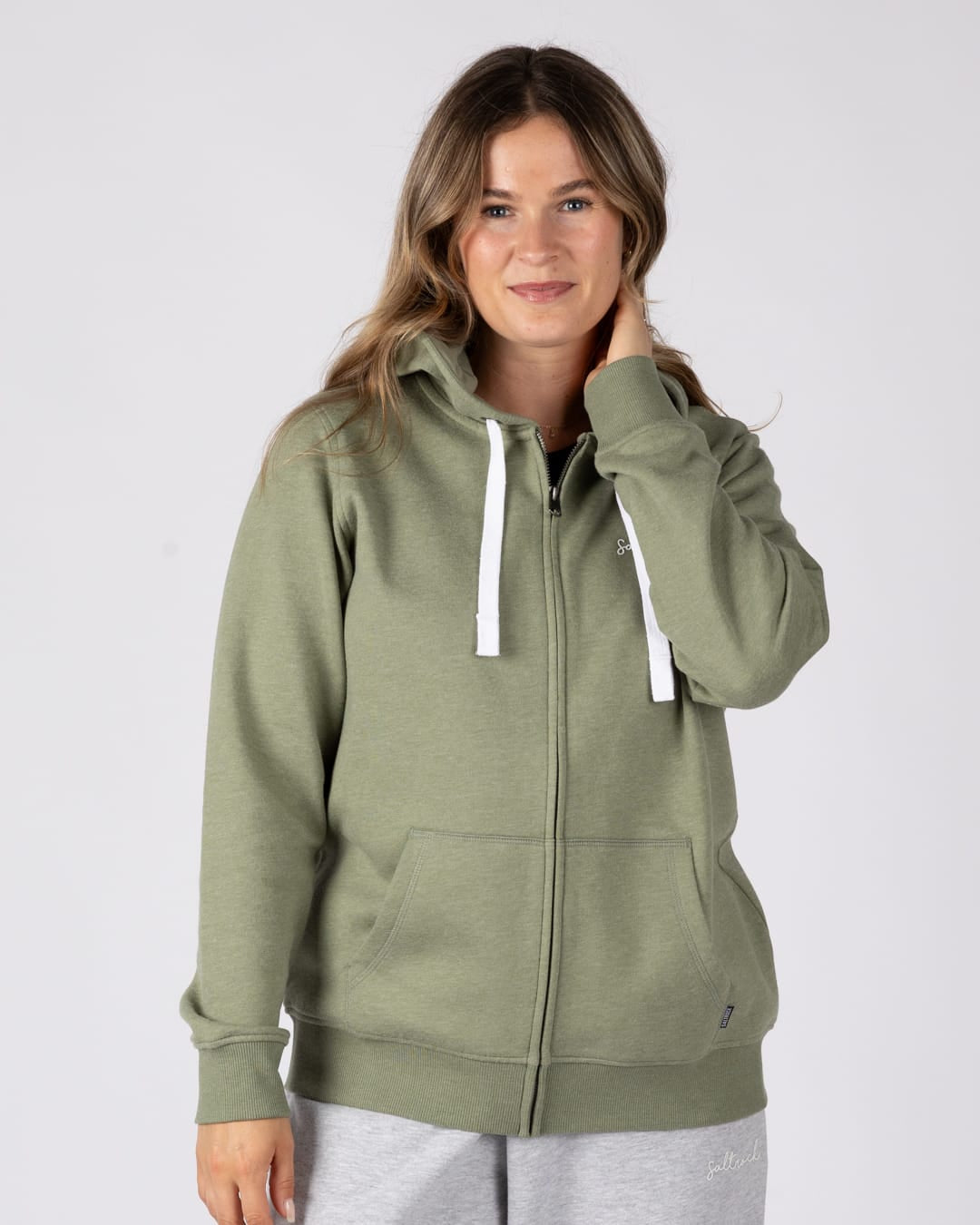 Essential Womens Zip Hoodie in Green